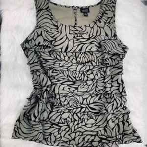 Taupe and Black Print Tiered Ruffle Top